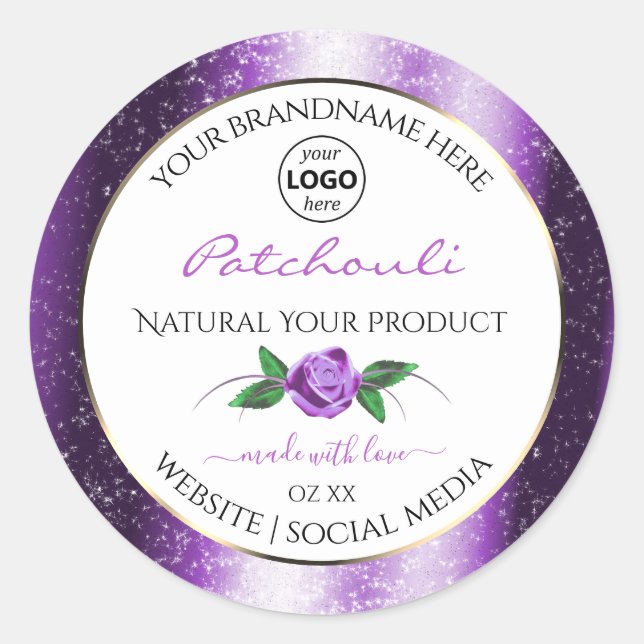 Pretty Purple White Product Label Rose Flower Logo (Front)