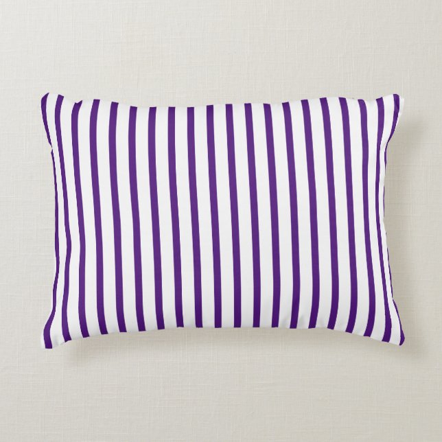 Pretty Purple White Vertical Stripes Decorative Cushion (Front)