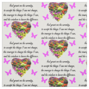 PRETTY PURPLE WILD FLOWER SERENITY PRAYER PHOTO FABRIC