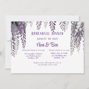 Pretty Purple Wisteria Rehearsal Dinner  Invitation