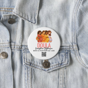 Pretty QR Code Professional Birth Postpartum Doula 7.5 Cm Round Badge