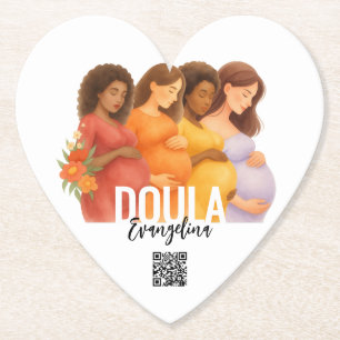 Pretty QR Code Professional Birth Postpartum Doula Paper Coaster