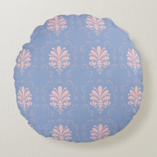 Pretty quartz serenity damask patterned round cushion