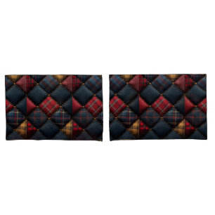  Pretty Quilt Red Navy Yellow Pattern Pillowcase