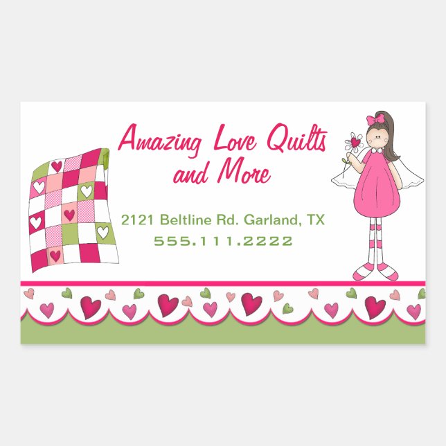 Pretty Quilting Business Custom Sticker (Front)