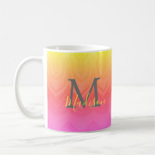 Pretty Rainbow Abstract Monogram Coffee Mug