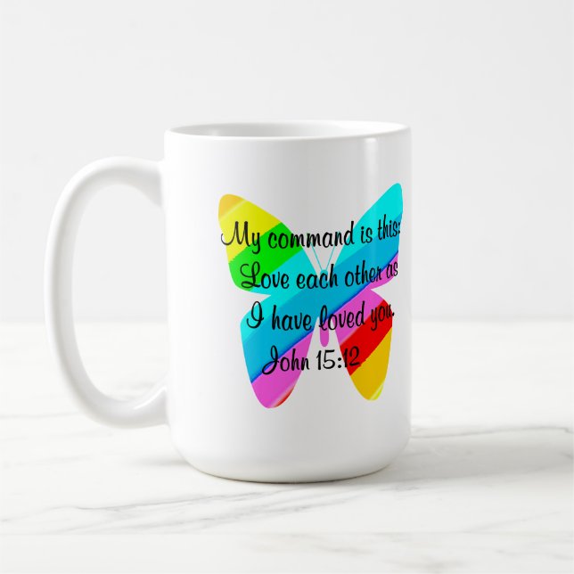 PRETTY RAINBOW BUTTERFLY COFFEE MUG (Left)