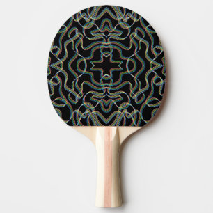 Pretty Rainbow Colored Ribbon Roll Pattern Art Ping Pong Paddle