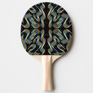 Pretty Rainbow Colored Ribbon Rows Pattern Art Ping Pong Paddle