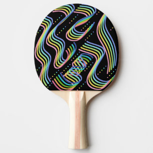 Pretty Rainbow Colored Ribbon Rows Pattern Art Ping Pong Paddle