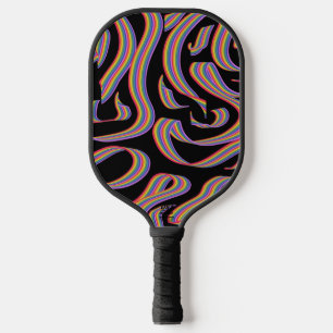 Pretty Rainbow Colored Ribbon Twists Pattern Art Pickleball Paddle