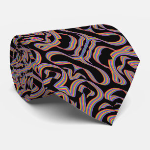 Pretty Rainbow Colored Ribbon Twists Pattern Art Tie