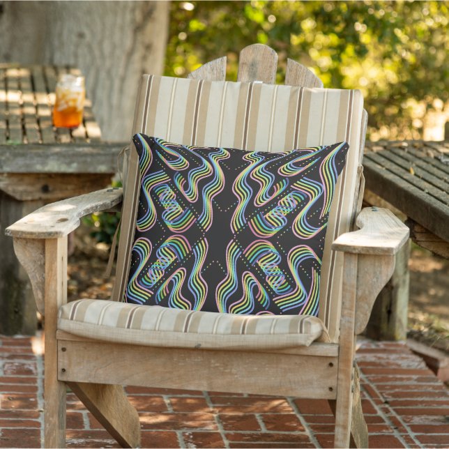 Pretty Rainbow Coloured Ribbon Rows Pattern Art  Cushion (Chair)