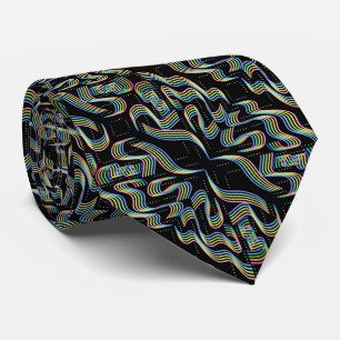 Pretty Rainbow Coloured Ribbon Rows Pattern Art Tie