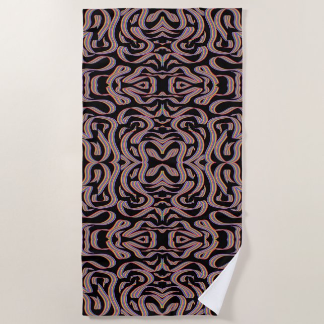 Pretty Rainbow Coloured Ribbon Twists Pattern Art Beach Towel (Front)