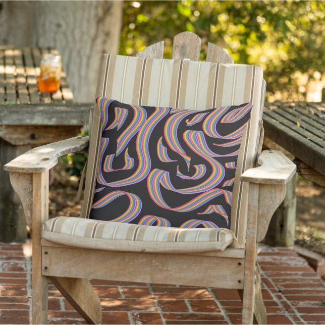 Pretty Rainbow Coloured Ribbon Twists Pattern Art  Cushion (Chair)