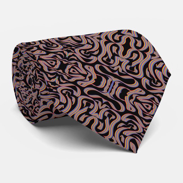 Pretty Rainbow Coloured Ribbon Twists Pattern Art Tie (Rolled)