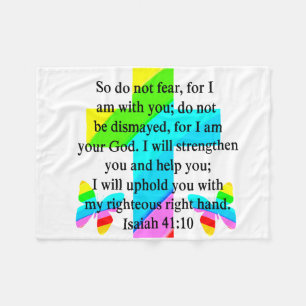 PRETTY RAINBOW CROSS ISAIAH 41:10 DESIGN FLEECE BLANKET