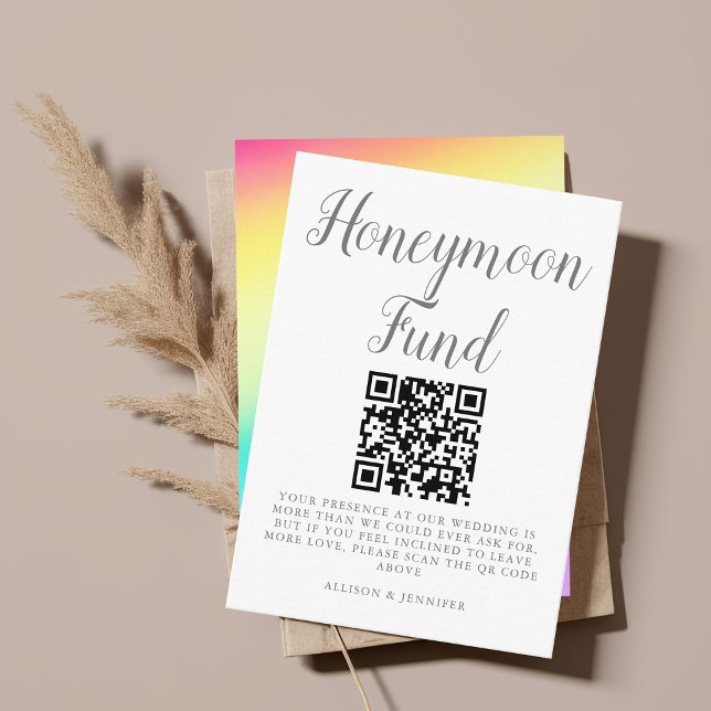 Pretty Rainbow Fade Custom Wedding Honeymoon Fund Enclosure Card (Creator Uploaded)