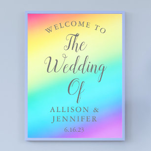 Pretty Rainbow Fade Personalised Wedding Welcome Poster