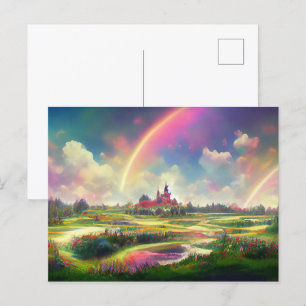 Pretty Rainbow Field Promised Land Postcard
