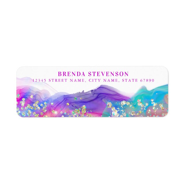 Pretty Rainbow Glitter Return Address Labels (Front)