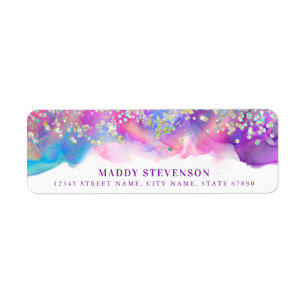 Pretty Rainbow Glitter Return Address Labels