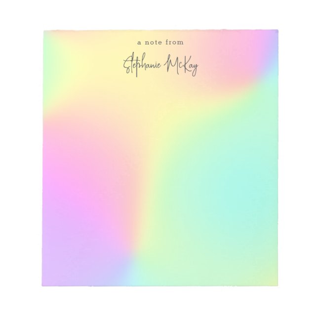 Pretty rainbow gradient personalised notepad (Front)
