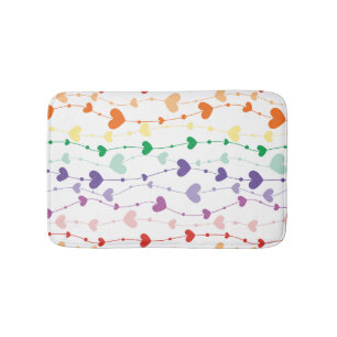 Pretty Rainbow Hearts Pattern Kids Bathroom Bath Mat