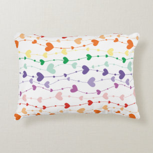 Pretty Rainbow Hearts Pattern Kids Decorative Cushion
