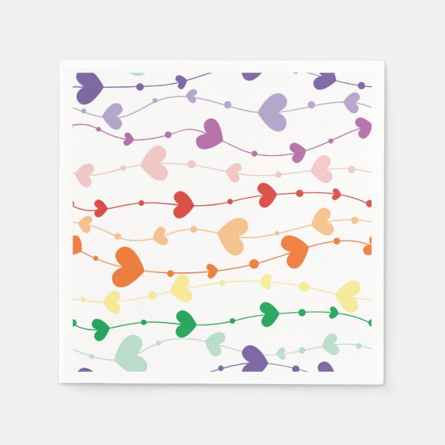 Pretty Rainbow Hearts Pattern Kids Napkin (Front)