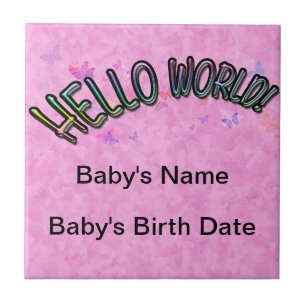 Pretty Rainbow Hello World Ceramic Tile