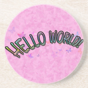 Pretty Rainbow Hello World Coaster