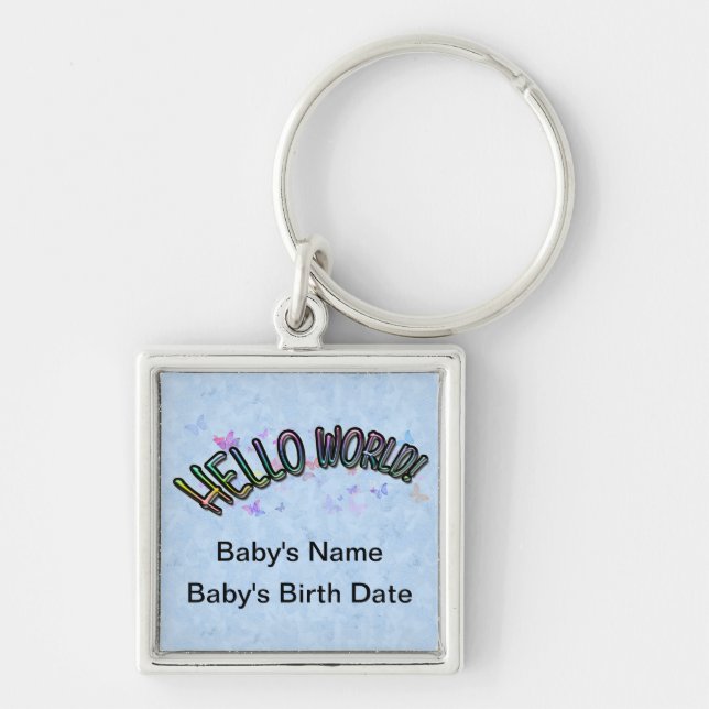 Pretty Rainbow Hello World Key Ring (Front)