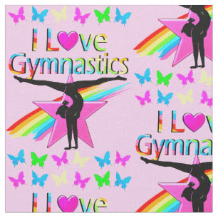 PRETTY RAINBOW I LOVE GYMNASTICS DESIGN FABRIC