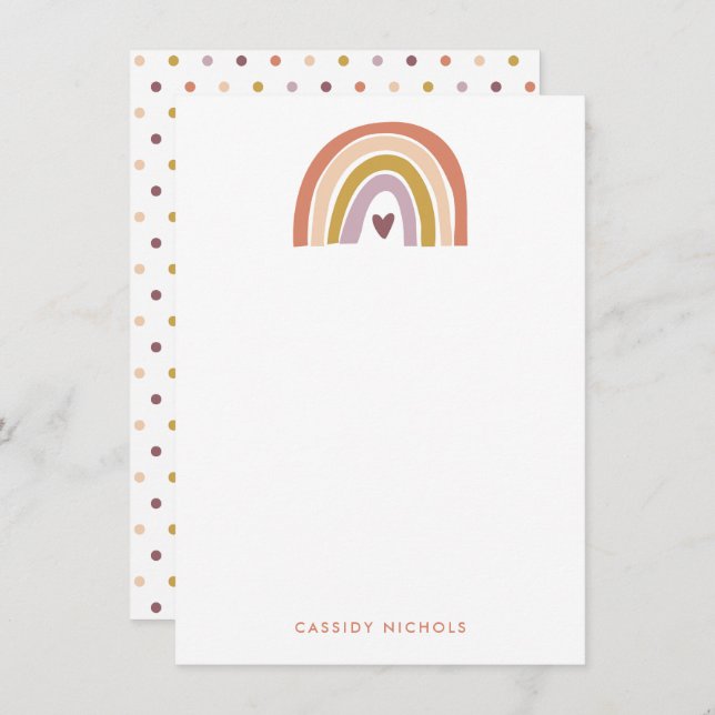 Pretty Rainbow Peach Lavender Boho Babysitter Thank You Card (Front/Back)