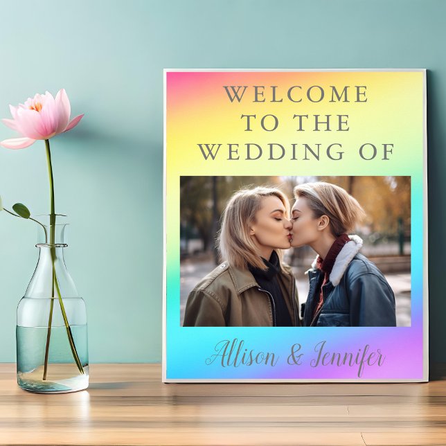 Pretty Rainbow Personalised Photo Wedding Welcome Poster (Creator Uploaded)
