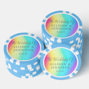 Pretty Rainbow Personalized Wedding Poker Chips