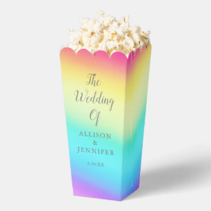 Pretty Rainbow Personalized Wedding Popcorn Favour Box