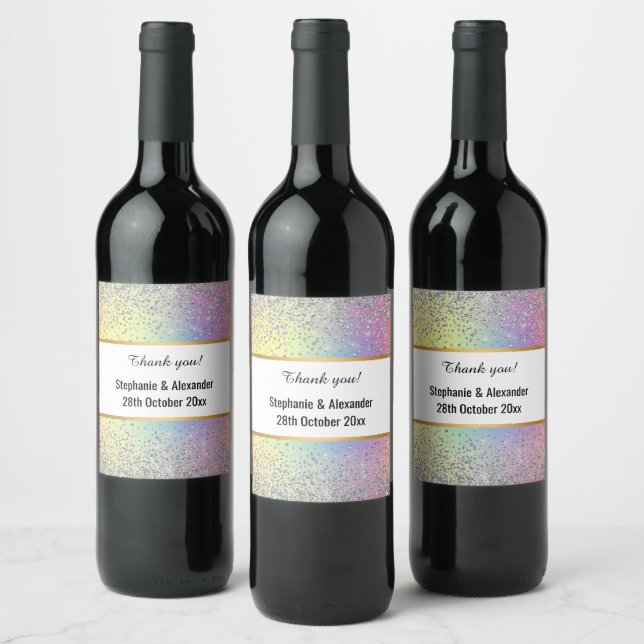 Pretty Rainbow Sparkle CUSTOM Wine Label (Bottles)
