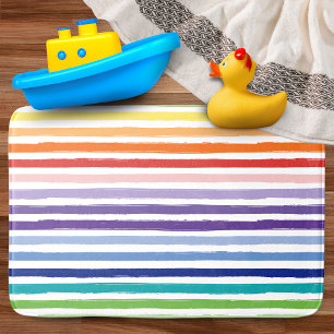 Pretty Rainbow Stripe Pattern Bathroom Bath Mat