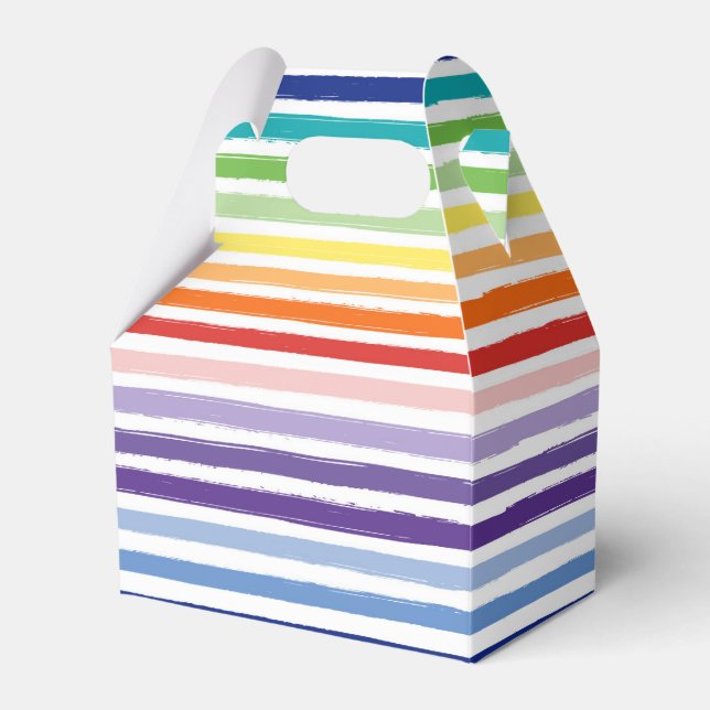 Pretty Rainbow Stripe Pattern Birthday Favour Box (Front Side)