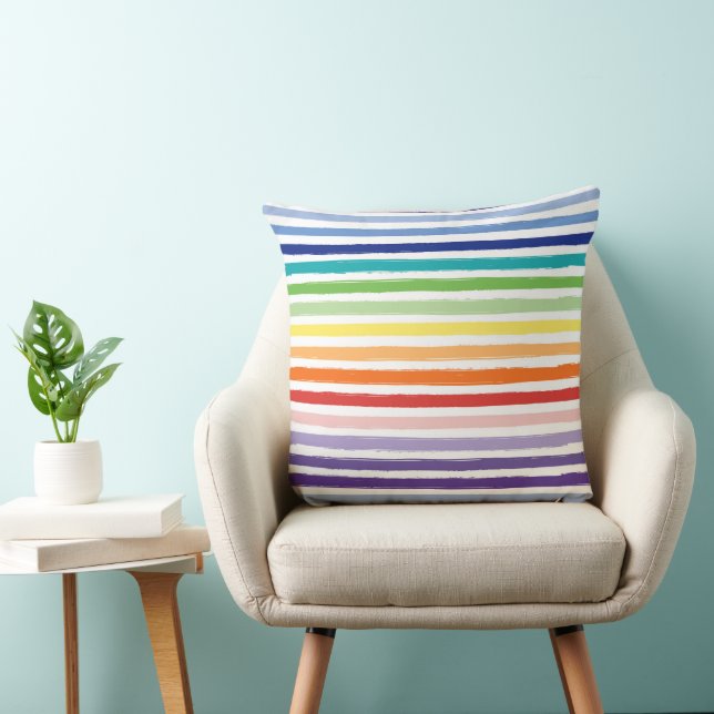 Pretty Rainbow Stripe Pattern Cushion (Chair)