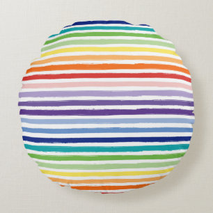 Pretty Rainbow Stripe Pattern Round Cushion