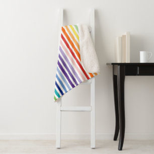 Pretty Rainbow Stripe Pattern Sherpa Blanket