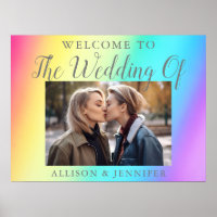 Pretty Rainbow Wedding Couple Photo Welcome