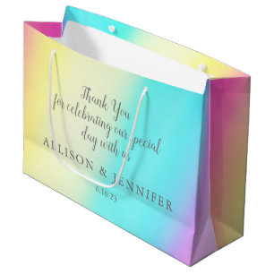 Pretty Rainbow Wedding Personalised Large Gift Bag