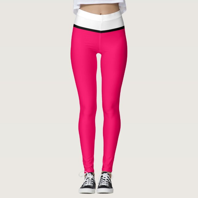 Pretty Raspberry Black White Leggings (Front)