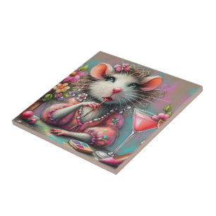 Pretty Rat Lady Having a Martini Contemplating Ceramic Tile