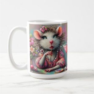 Pretty Rat Lady Having a Martini Contemplating Coffee Mug